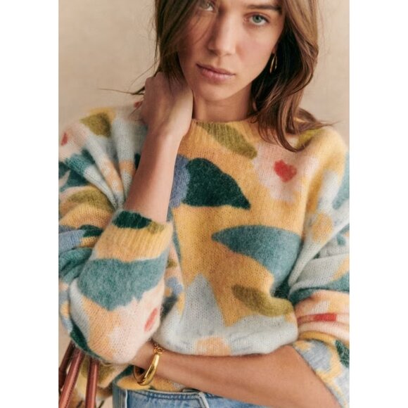 Sezane Sweaters - NWT Sezane Isadora Jumper in Flowers Mohair Wool Blend Sweater M